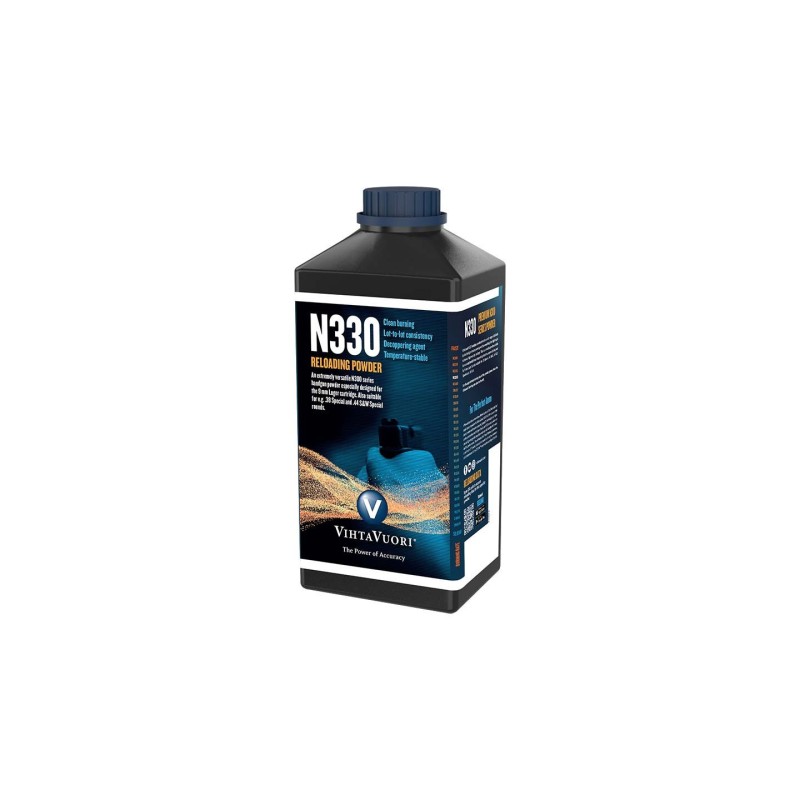Vihtavuori N330 – Poudre polyvalente pour 9 mm, .40 S&W, .45 ACP, .357 SIG Vihtavuori N330 – Poudre polyvalente pour 9 mm, .40 S&W, .45 ACP, .357 SIG