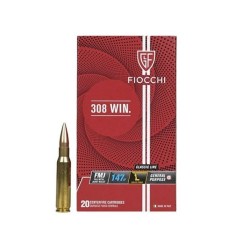 Boîte de munitions FIOCCHI .308 Winchester FMJ 147 grains avec cartouche – boîte de 20 pour tir sportif et entraînement FFTir