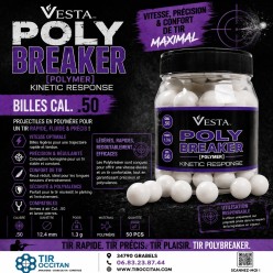 Billes VESTA Polybreaker calibre 50 polymère 1.3g – projectiles légers pour armes à air et lance-pierres