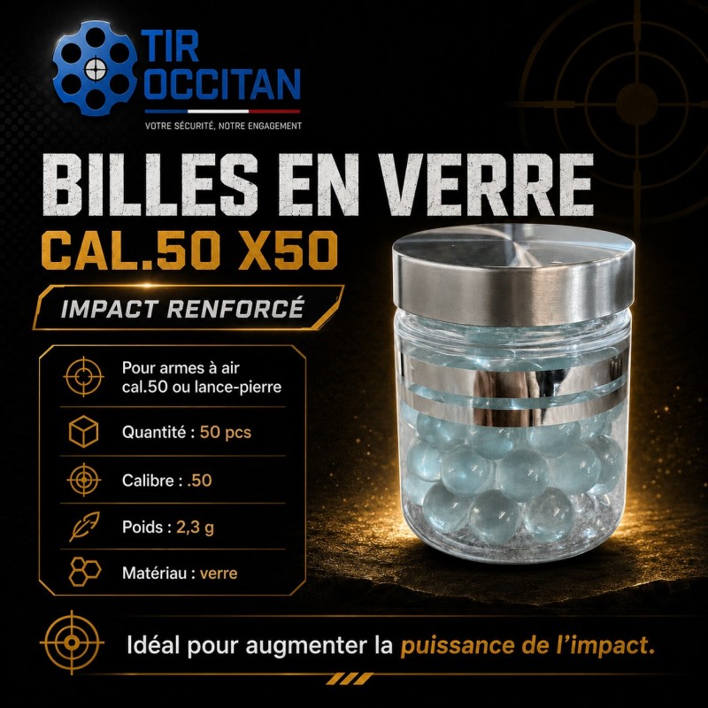 Billes en verre calibre .50 – 2,3 g – Boîte de 55