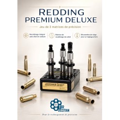 Jeu d’outils Redding Premium Deluxe 3 matrices avec micromètre de positionnement pour rechargement de précision