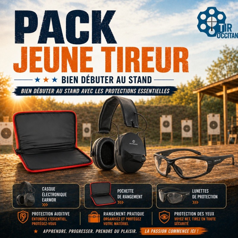 Pack Jeune Tireur – Casque électronique, lunettes et pochette | Tir Occitan