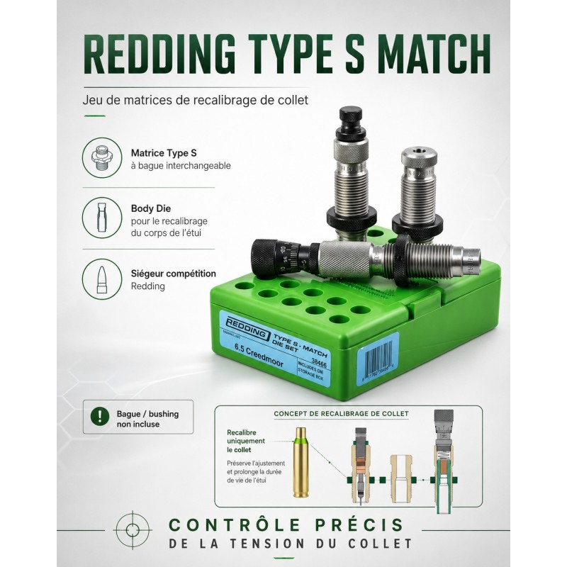J.O Redding Type S Match complet – 3 matrices avec Body Die et siègeur compétition